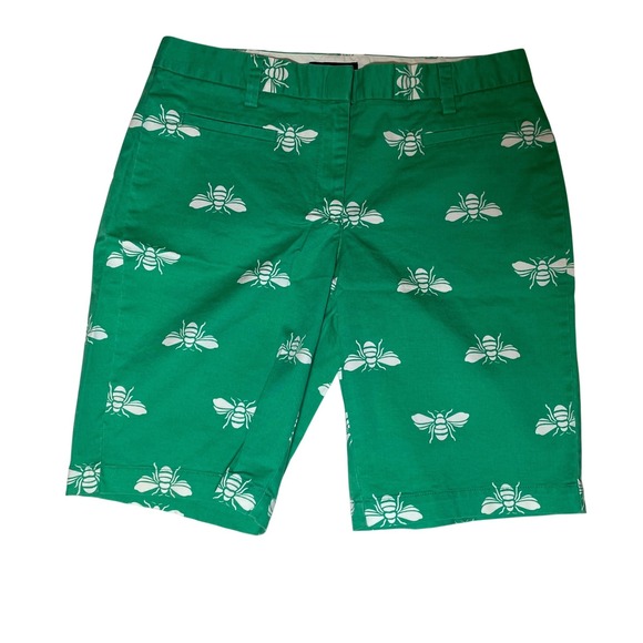 Lands' End Pants - Lands End Womens Green White Honeybee Print Chino Shorts Fit 2 Size 4 Bee Print
